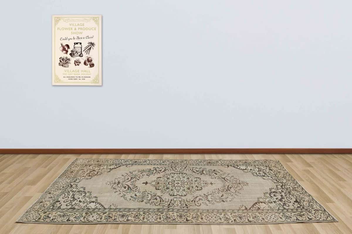 Beige Classic Vintage Hand-Woven Distressed Rug, detail view 2, handmade rug, SKU 2714