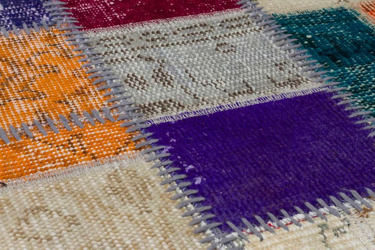 Hand-Woven Distressed Custom Patchwork Rug, detail view 2, handmade rug, SKU 5141