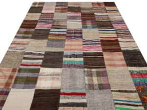 Vintage Hand-Woven Patchwork Rug, Handmade rug, silk wool/weave, size 201 × 300 cm, from Anatolia, SKU 6140