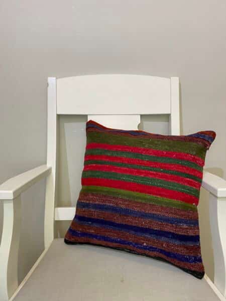 Handwoven Pillowcase, Kilim rug, wool & silk wool/weave, size 45 × 45 cm, from Kayseri, SKU 235