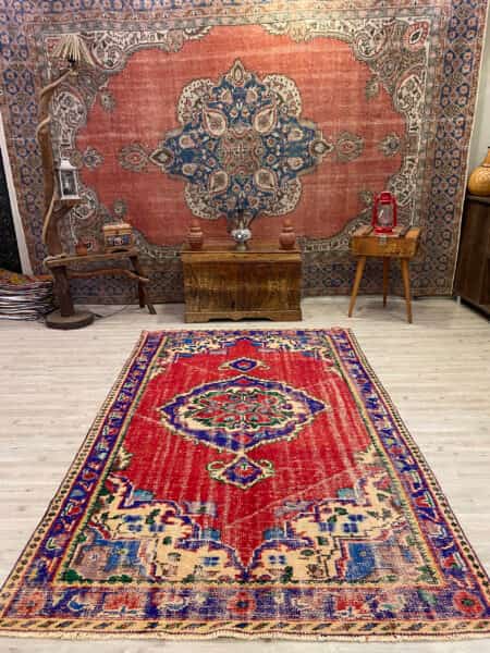 Handwoven Vintage Rug, detail view 2, handmade rug, SKU 10308