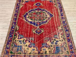 Handwoven Vintage Rug, Handmade rug, cotton wool/weave, size 151 × 240 cm, from Van, SKU 10308