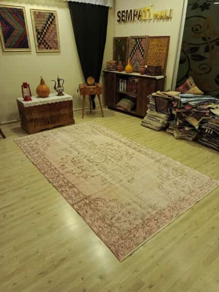 Handmade Vintage Rug, Handmade rug, cotton wool/weave, size 153 × 270 cm, from Milas, SKU 10475
