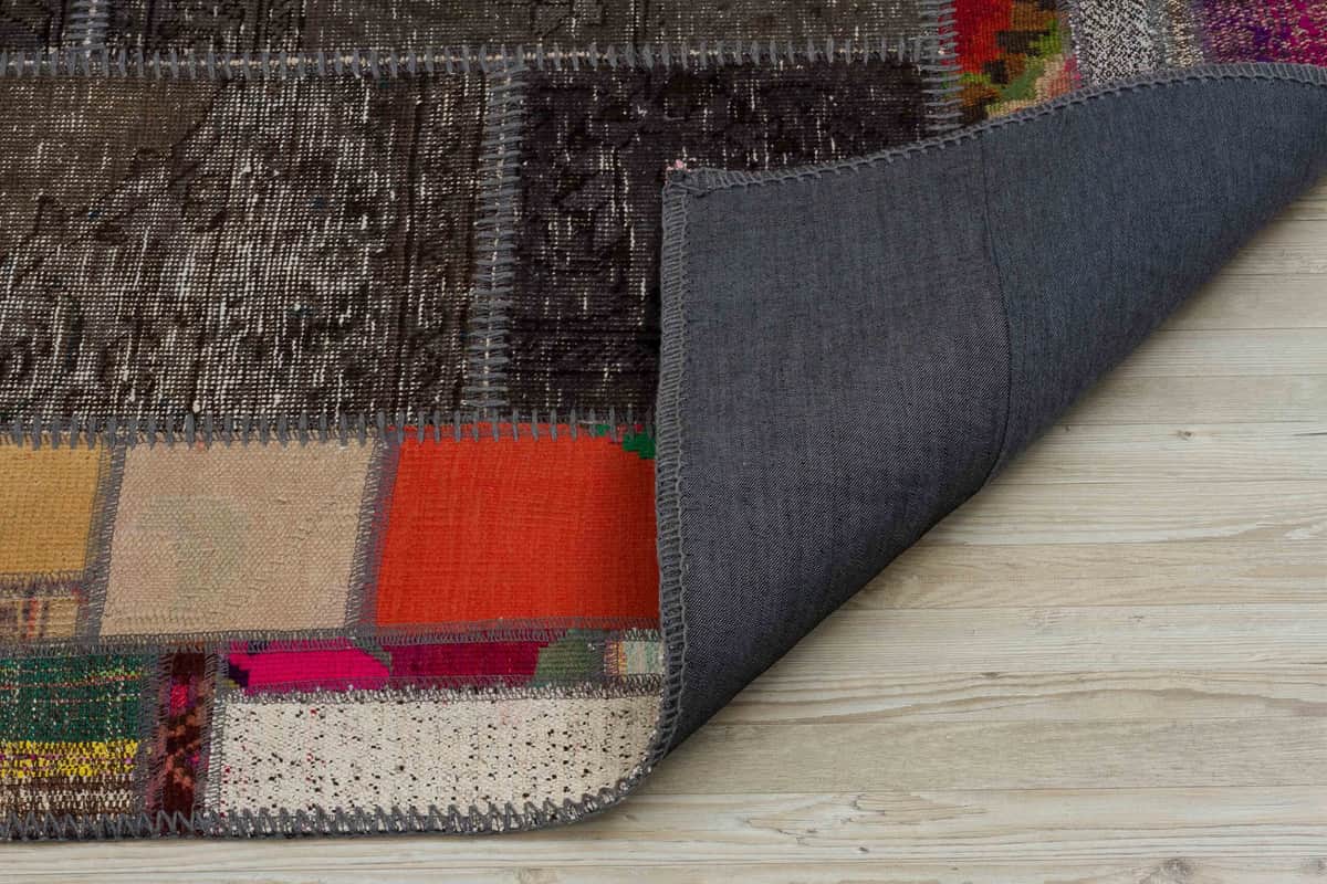 Handcrafted Distressed Patchwork Rug, detail view 3, handmade rug, SKU 5021