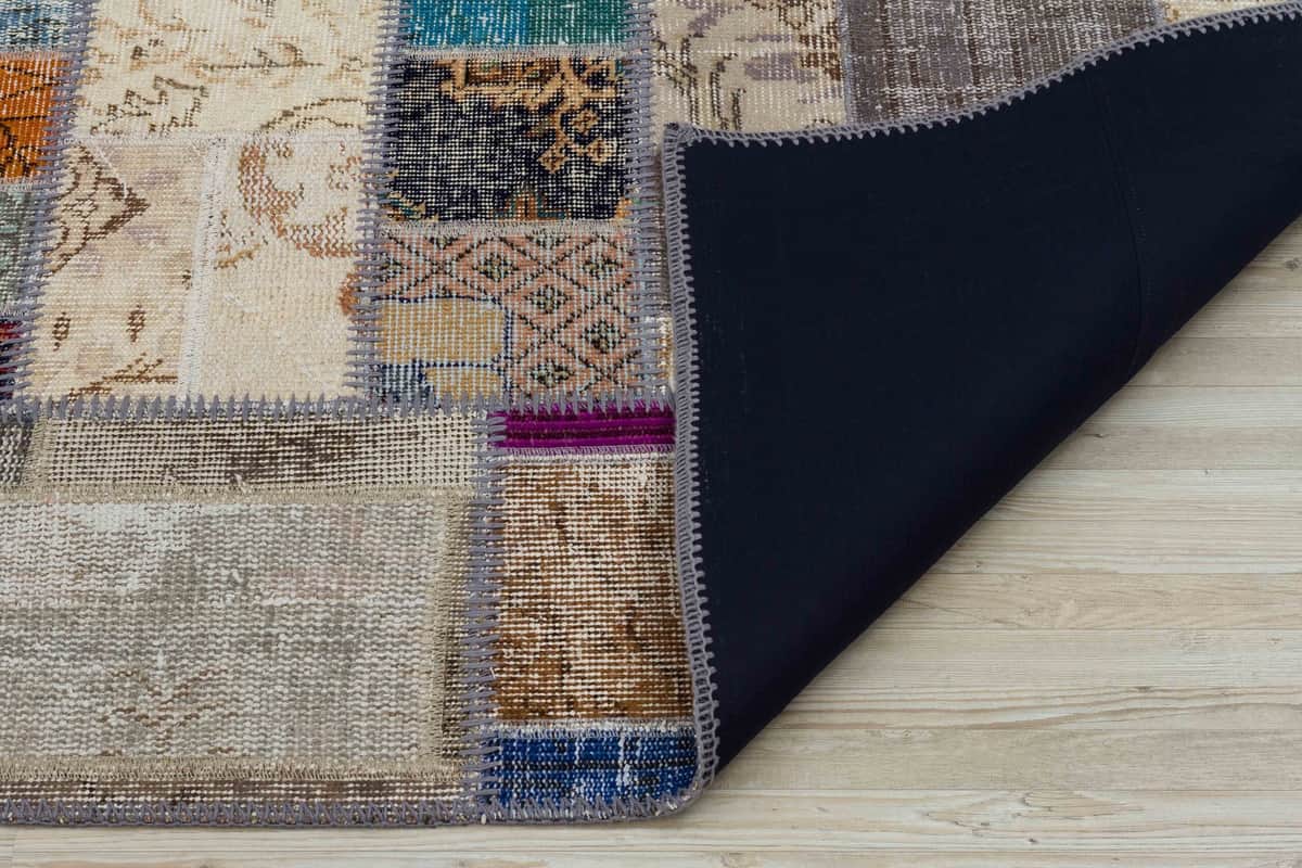 Hand-Woven Distressed Custom Patchwork Rug, detail view 3, handmade rug, SKU 5141