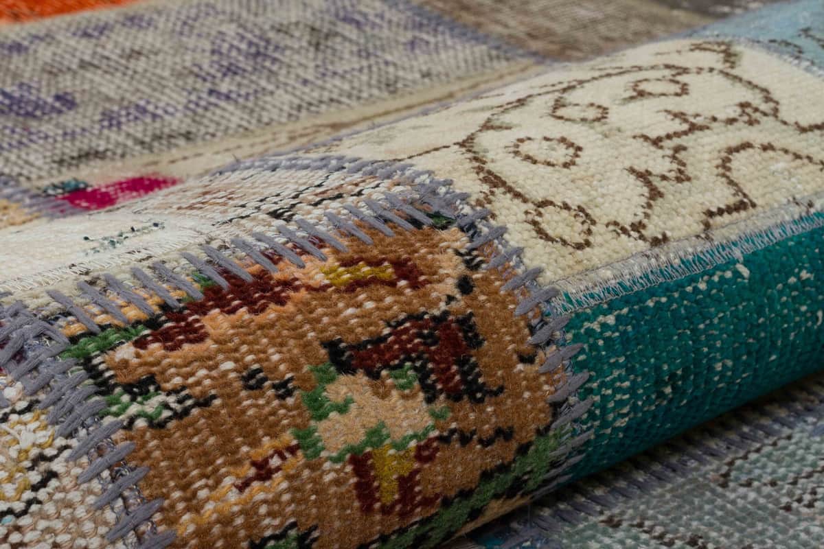Hand-Woven Distressed Custom Patchwork Rug, detail view 4, handmade rug, SKU 5141