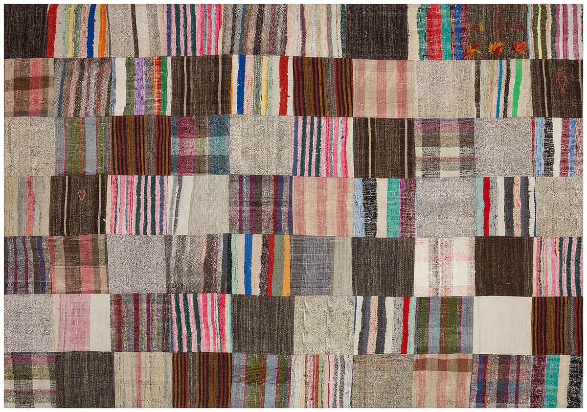 Vintage Hand-Woven Patchwork Rug, detail view 3, handmade rug, SKU 6140