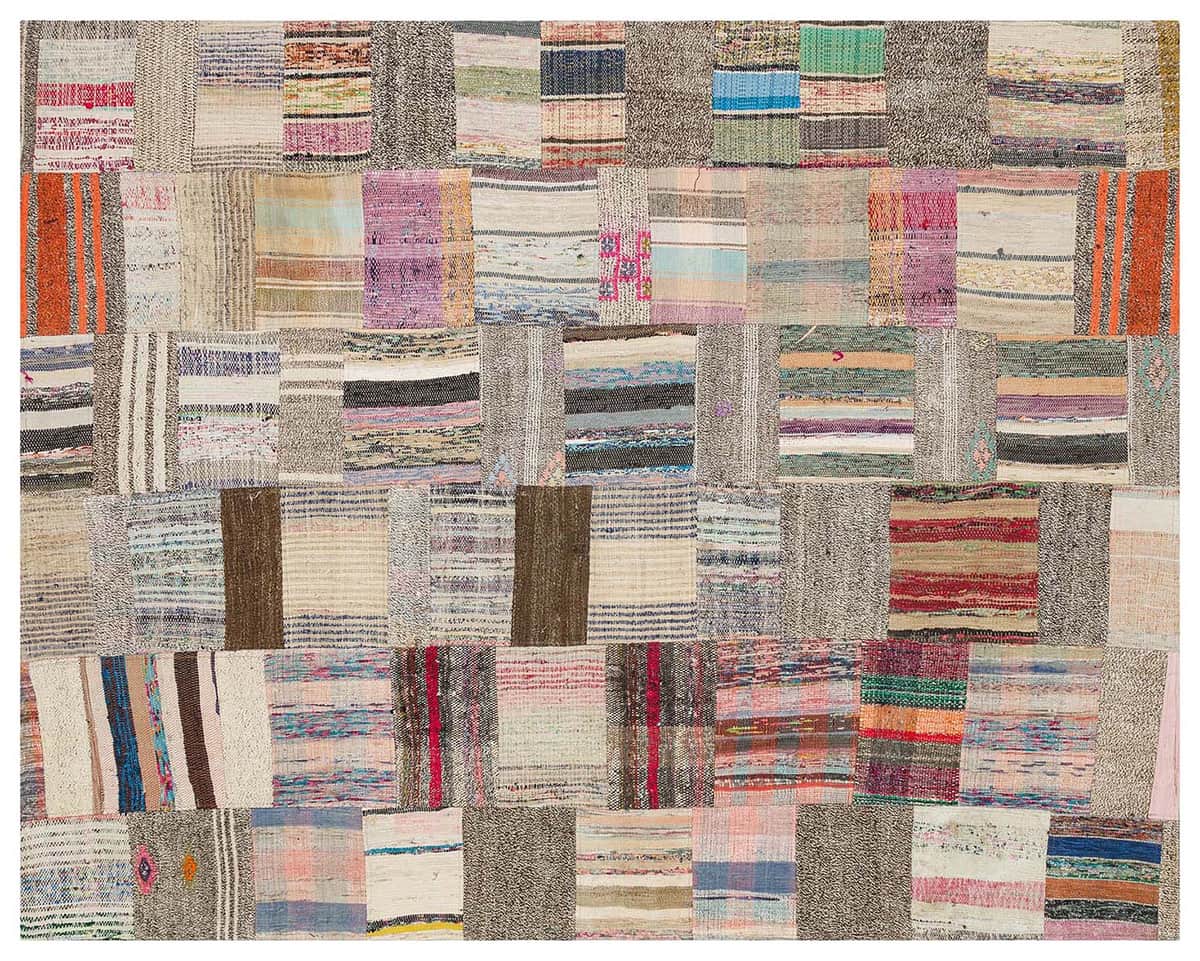 Unique Anatolian Patchwork Distressed Handwoven Rug, detail view 3, handmade rug, SKU 6187