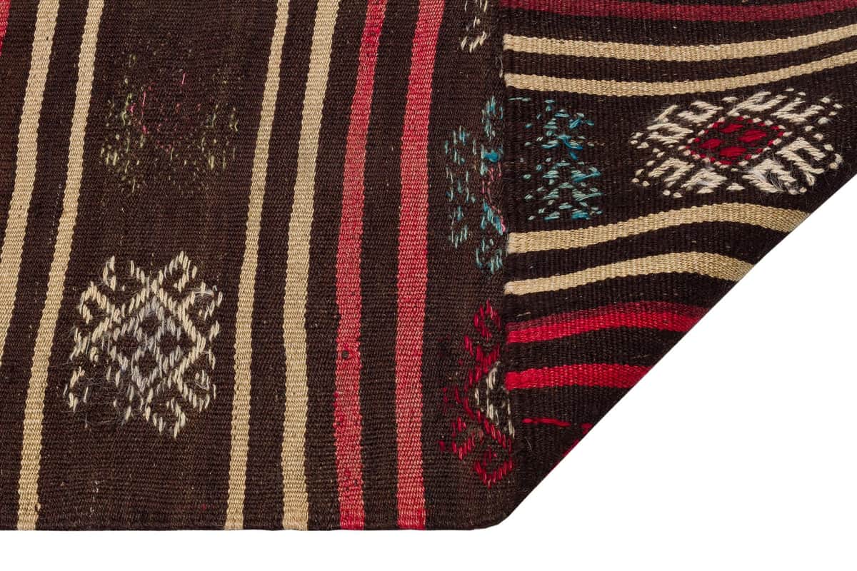 Authentic Handwoven Distressed Vintage Kilim | Brown, detail view 3, kilim rug, SKU 9862