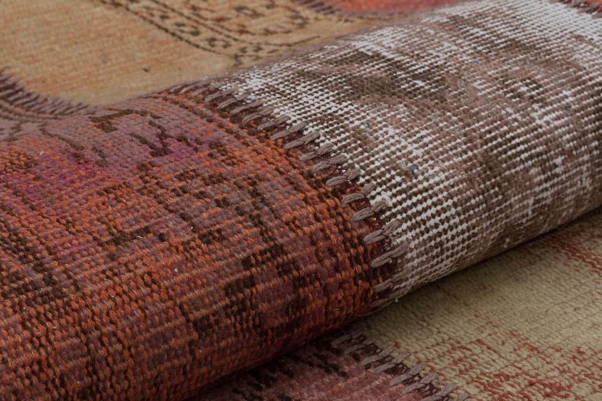 Patchwork-Style Distressed Rug, detail view 4, handmade rug, SKU 5561