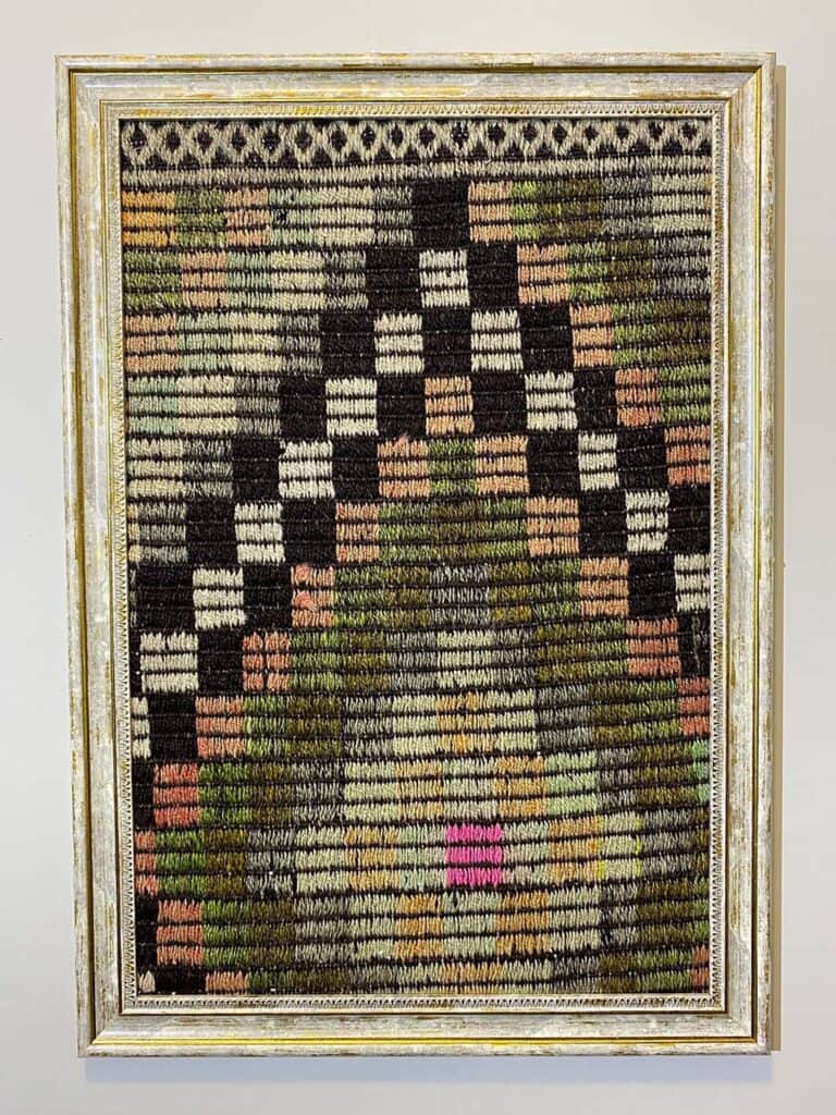 "Soft Traces of Time" Painting, Vintage rug, cotton wool/weave, size 50 × 70 cm, from Antalya, SKU T039