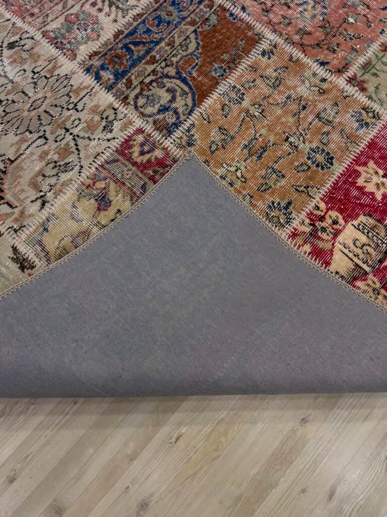 Hand-Woven, Distressed, Custom Patchwork Rug, detail view 3, handmade rug, SKU 4057