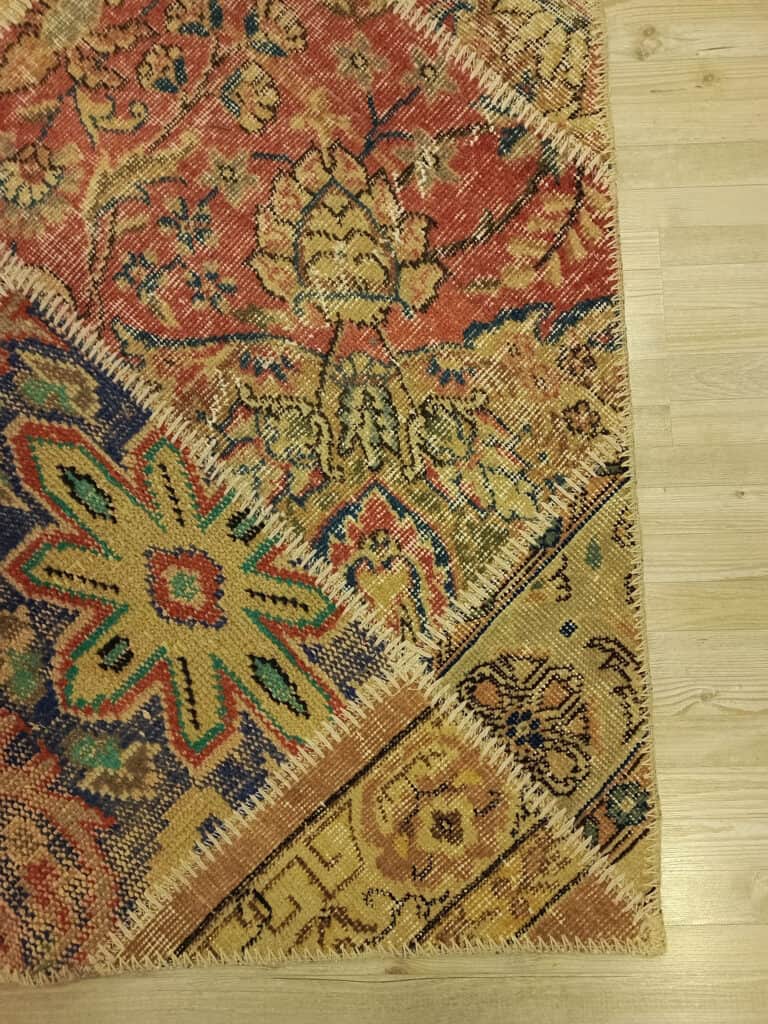 Colorful Hand-Woven Patchwork Rug, detail view 2, handmade rug, SKU 6524