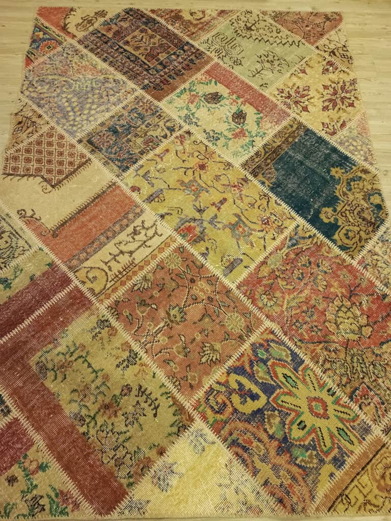 Colorful Hand-Woven Patchwork Rug, detail view 3, handmade rug, SKU 6524