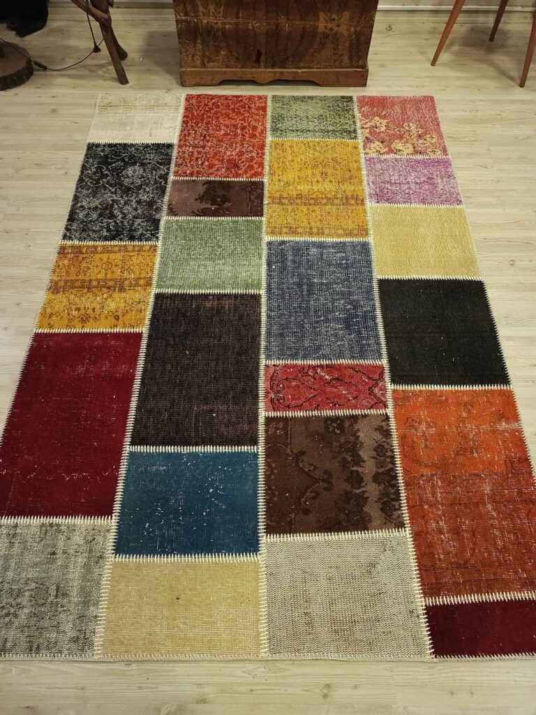 Patchwork Rug in Natural Tones, detail view 4, handmade rug, SKU 6518