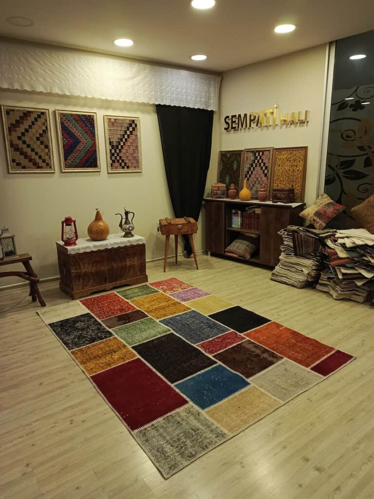 Patchwork Rug in Natural Tones, detail view 5, handmade rug, SKU 6518