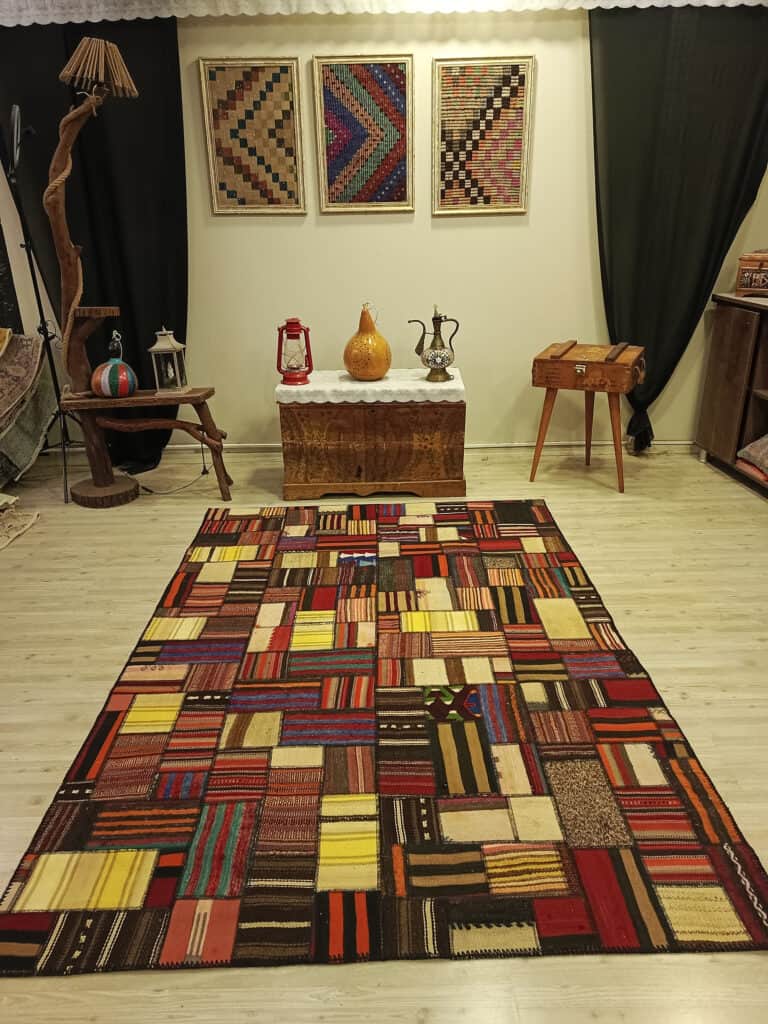 Anatolian Patchwork Rug, Handwoven, detail view 2, handmade rug, SKU 6520