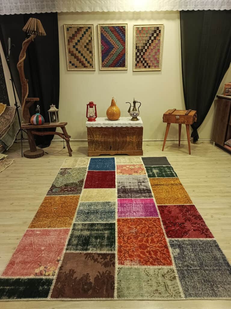 Antique-Style Patchwork Rug, detail view 3, handmade rug, SKU 6521