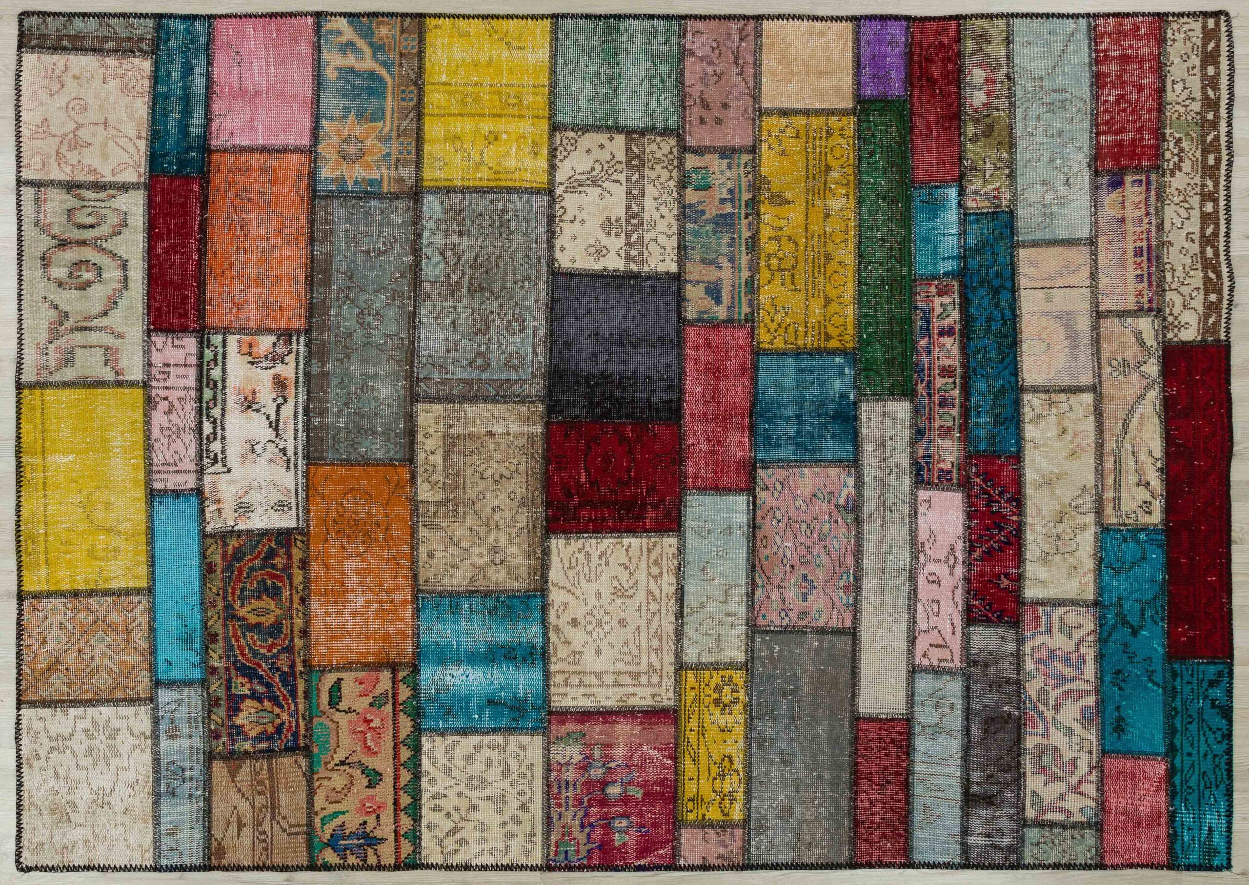 Wool-Woven Patchwork Rug, detail view 2, handmade rug, SKU 5078