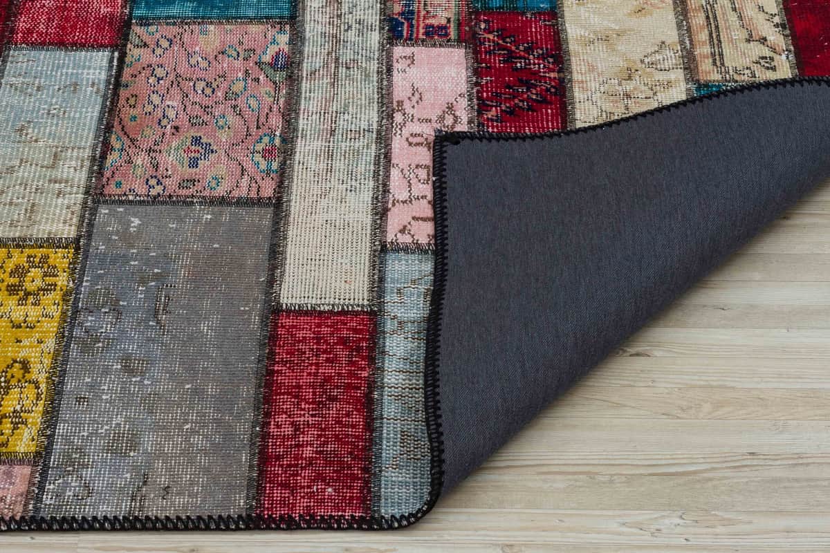Wool-Woven Patchwork Rug, detail view 3, handmade rug, SKU 5078