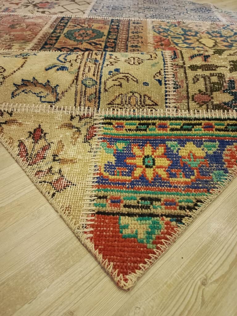 Handmade Distressed Patchwork Rug, detail view 4, handmade rug, SKU 6391
