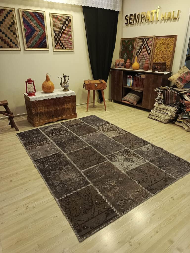 Hand-Woven Patchwork Rug with Fine Craftsmanship, detail view 2, handmade rug, SKU 6416