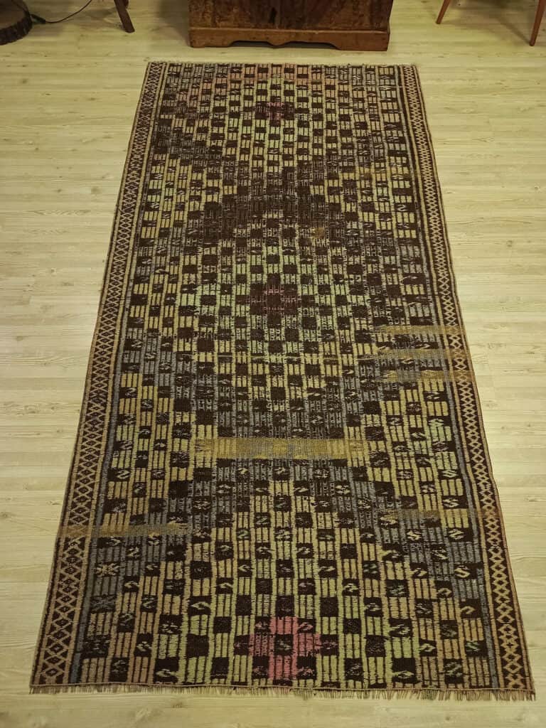 Wool Distressed Patchwork Rug, detail view 4, handmade rug, SKU 6418