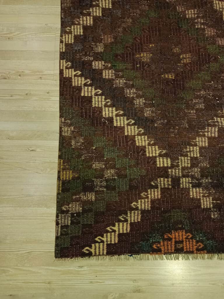 Vintage Hand-Woven Wool Patchwork Rug, detail view 4, handmade rug, SKU 6419