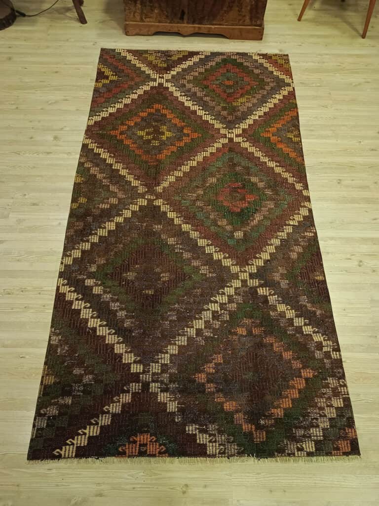 Vintage Hand-Woven Wool Patchwork Rug, detail view 5, handmade rug, SKU 6419