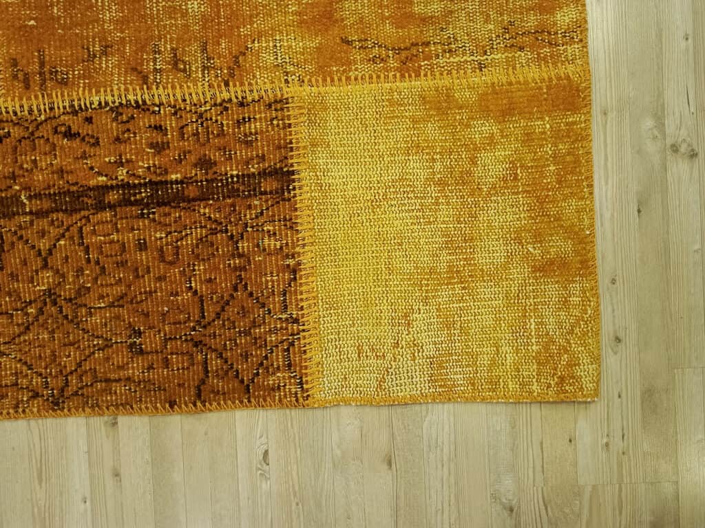 Traces of the Past Yellow Patchwork Rug, detail view 5, handmade rug, SKU 6500