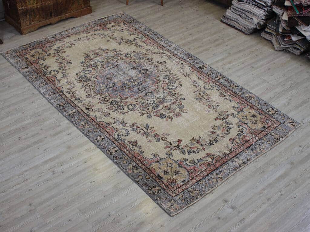 Vintage Rug, Handmade rug, wool, cotton & silk wool/weave, size 148 × 256 cm, from Milas, SKU 10614