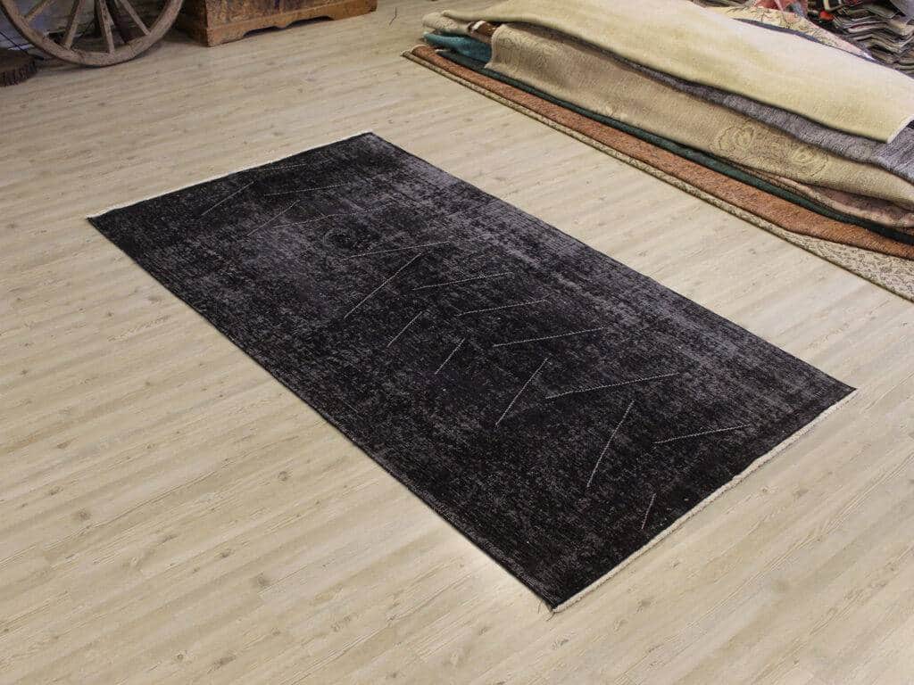 Vintage Handwoven Wool Rug, Handmade rug, cotton wool/weave, size 113 × 204 cm, from Isparta, SKU 10680