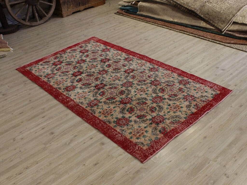 Distressed Vintage Hand-Knotted Rug, Handmade rug, wool wool/weave, size 117 × 266 cm, from Konya, SKU 10684