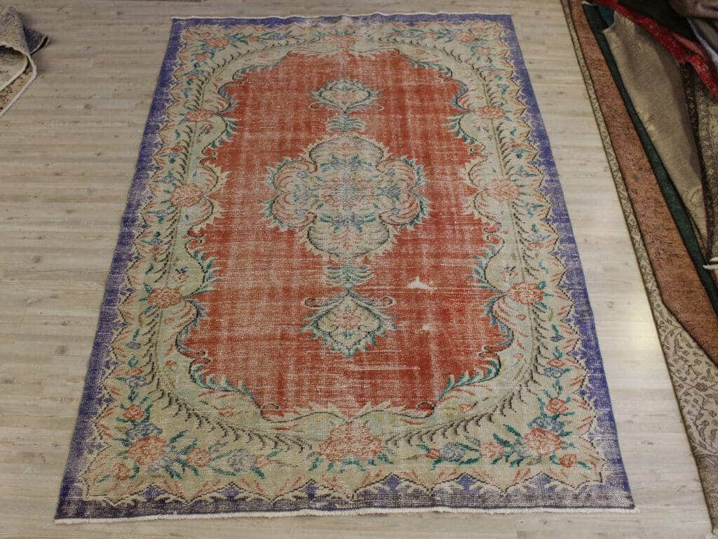 Distressed Handmade Rug, Vintage, Handmade rug, cotton wool/weave, size 176 × 251 cm, from Bursa, SKU 10691