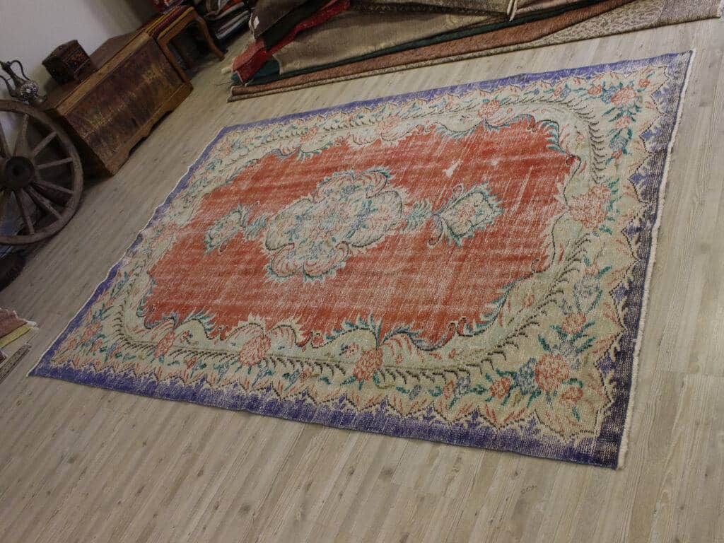 Distressed Handmade Rug, Vintage, detail view 2, handmade rug, SKU 10691