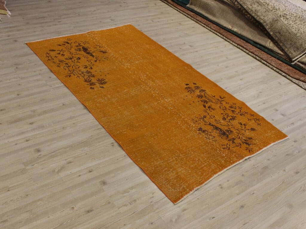 Hand-Knotted Distressed Wool Rug, Vintage rug, wool & cotton wool/weave, size 111 × 192 cm, from Kars, SKU 10696