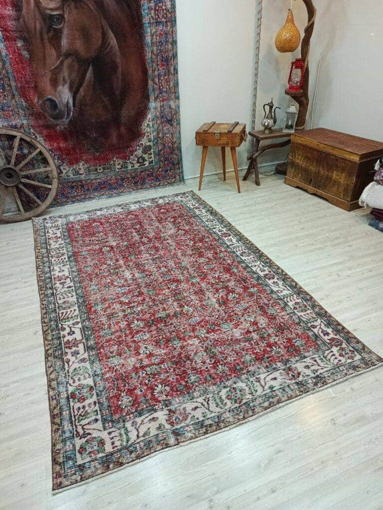 100% Wool Vintage Handwoven Rug, detail view 4, handmade rug, SKU 10821