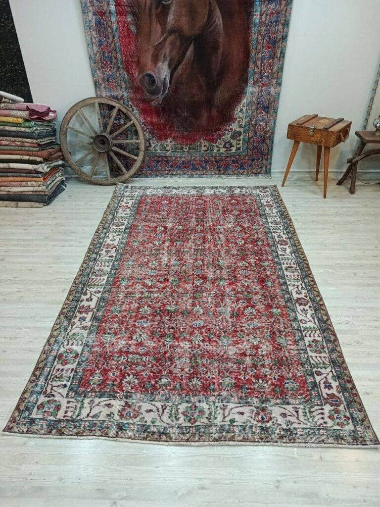 100% Wool Vintage Handwoven Rug, Handmade rug, wool wool/weave, size 166 × 268 cm, from Bursa, SKU 10821