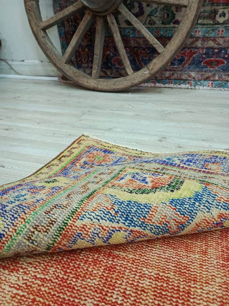 Natural Wool Hand-Woven Distressed Rug, detail view 3, handmade rug, SKU 10823