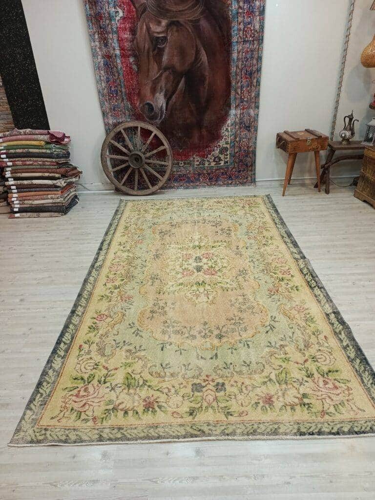 Natural Wool Distressed Vintage Rug, detail view 4, handmade rug, SKU 10826