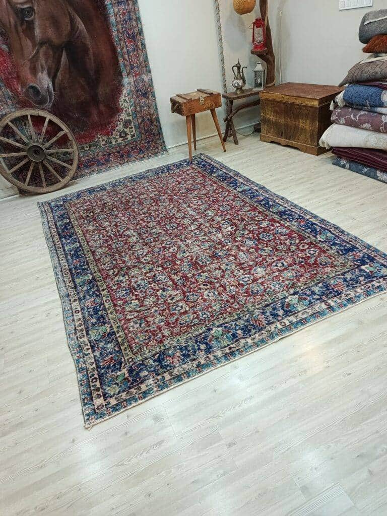 Hand-Woven Distressed Wool Rug, detail view 5, handmade rug, SKU 10828