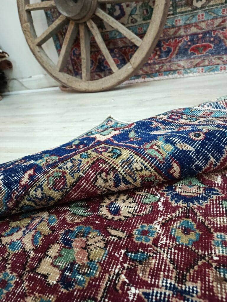 Hand-Woven Distressed Wool Rug, detail view 3, handmade rug, SKU 10828