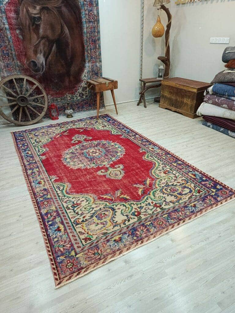 Vintage 100% Wool Rug, detail view 2, handmade rug, SKU 10833