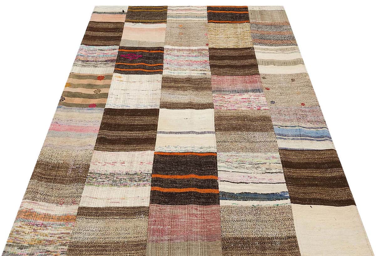 Vintage Handwoven Patchwork Rug, vintage rug, Handmade, hand-knotted wool, size 205 × 305 cm, from Yahyalı