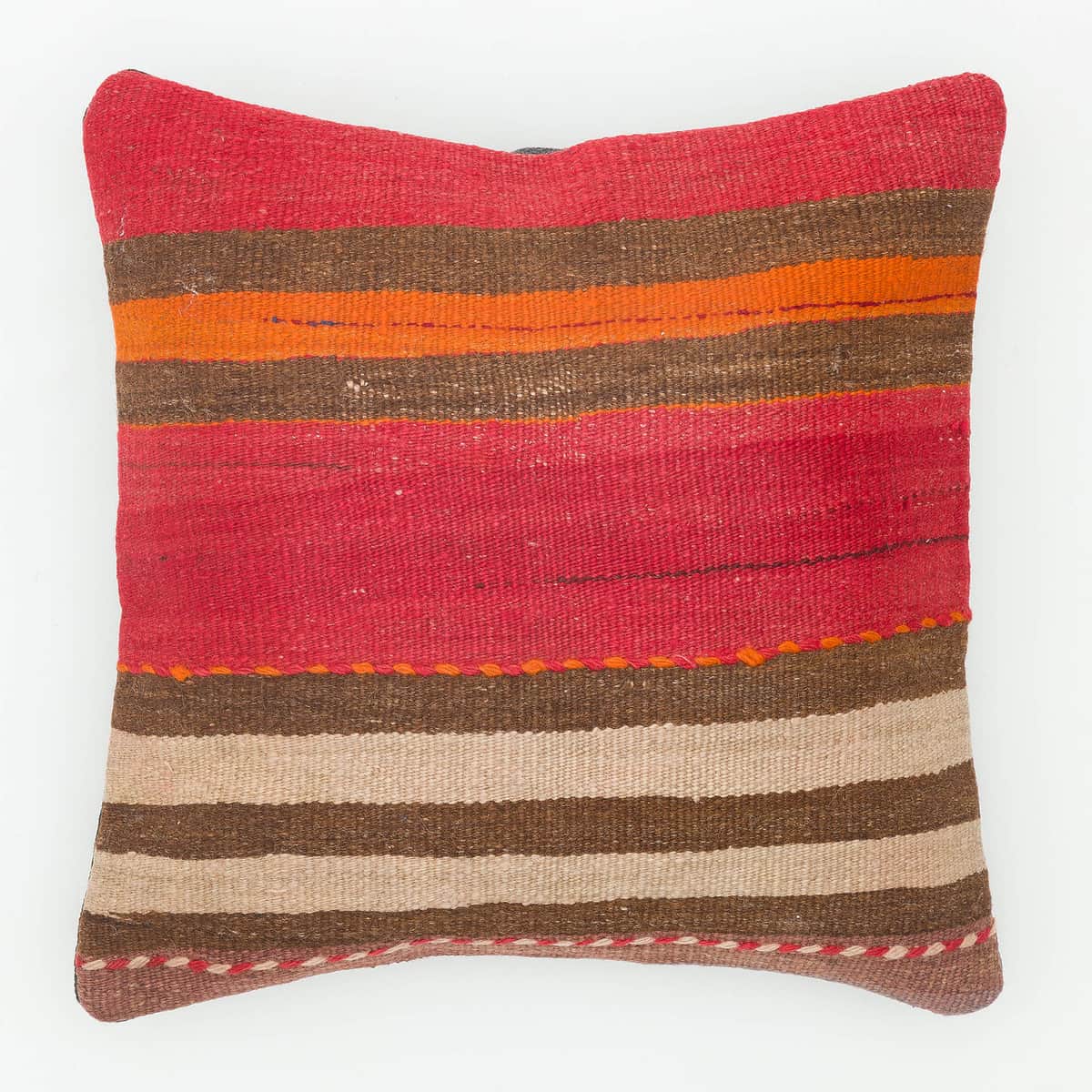 Hand-Woven Pillowcase, vintage rug, Kilim, hand-knotted cotton, size 40 × 40 cm, from Ladik
