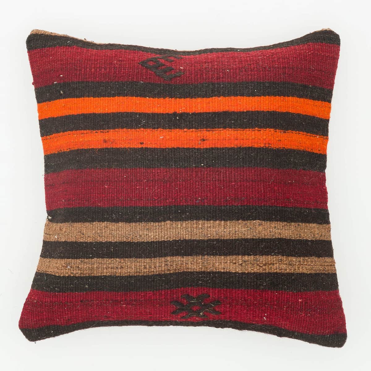 Hand-Woven Pillowcase, vintage rug, Kilim, hand-knotted wool & cotton, size 40 × 40 cm, from Cappadocia