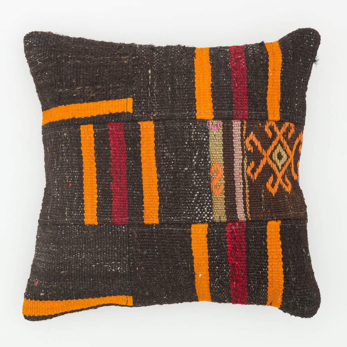 Hand-Woven Pillowcase, vintage rug, Kilim, hand-knotted cotton, size 40 × 40 cm, from Konya