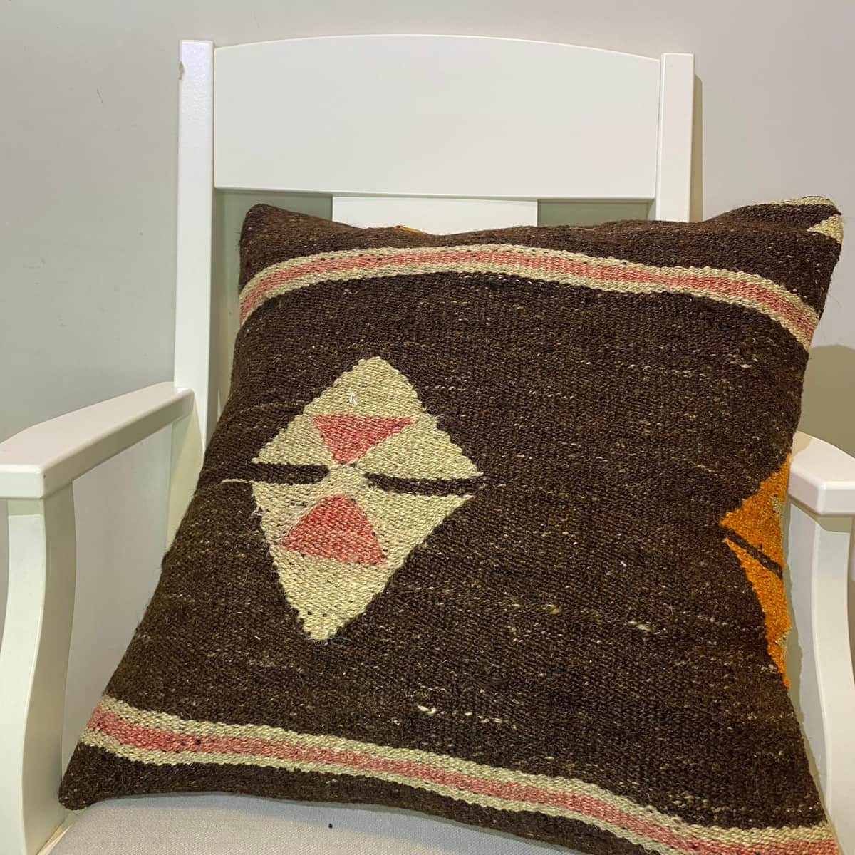 Hand-Woven Pillowcase, vintage rug, Kilim, hand-knotted wool & cotton, size 50 × 50 cm, from Demirci
