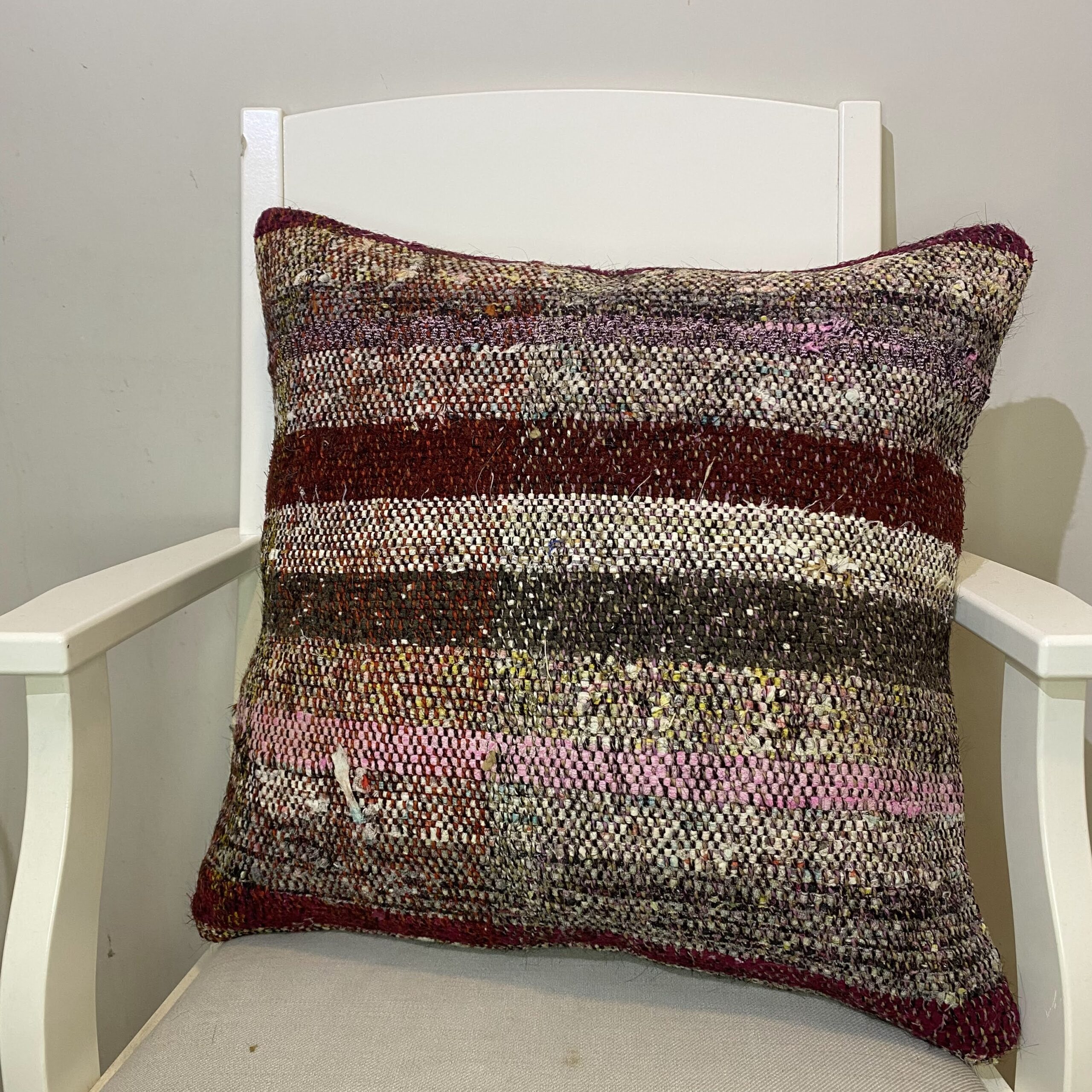 Hand-Woven Pillowcase, vintage rug, Kilim, hand-knotted cotton, size 50 × 50 cm, from Milas
