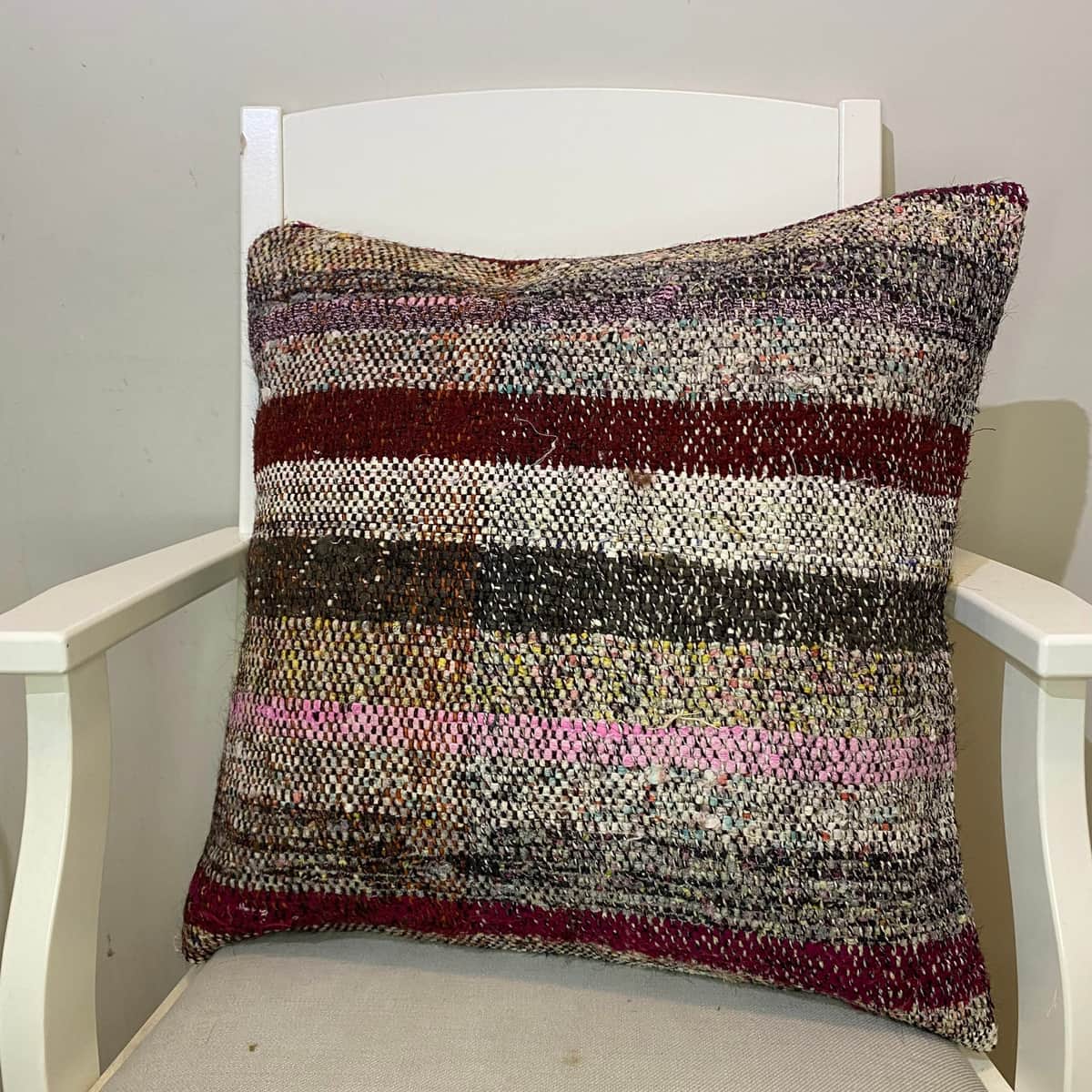 Hand-Woven Pillowcase, vintage rug, Kilim, hand-knotted wool & silk, size 50 × 50 cm, from Konya